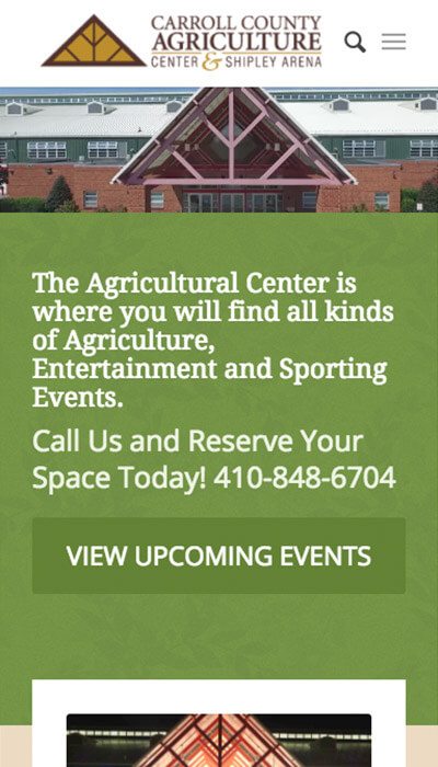 Carroll County Agricultural Center mobile website design | Web Design Westminster, MD