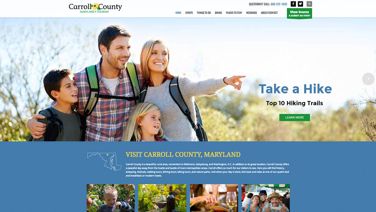 Carroll County Tourism website design | Web Design Westminster, MD