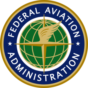Federal Aviation Administration logo with globe and winged sword symbol.