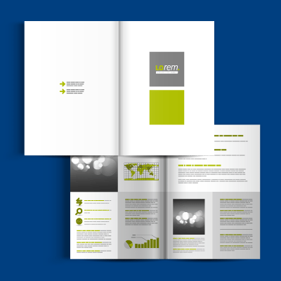 Several stapled booklets, representing booklet printing services.