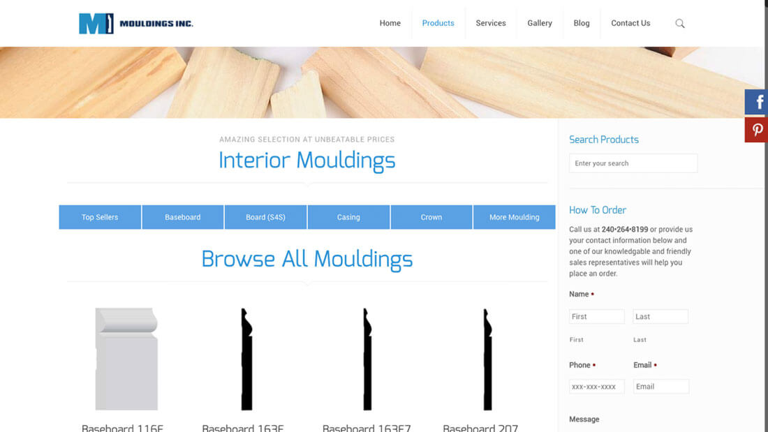 Mouldings Inc online store web development | Web Design Maryland