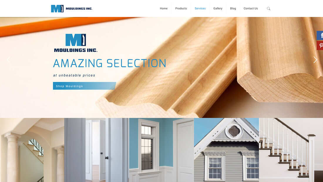 Screenshot of the Mouldings Inc. website design by KōHN Creative.
