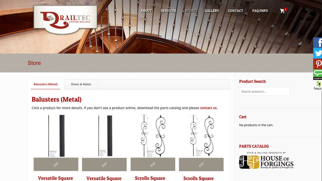 Screenshot of the Railtec Railings website design by KōHN Creative.